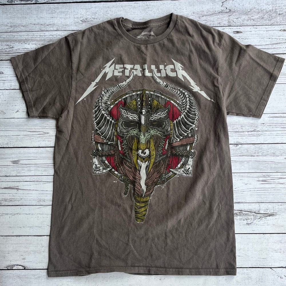 Metallica Graphic T-Shirt Viking Skull Heavy Metal Concert Grunge Y2K Size M